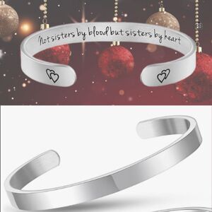 Stainless steel "Sisters" Cuff Bracelet Adjustable Engraved Personalized